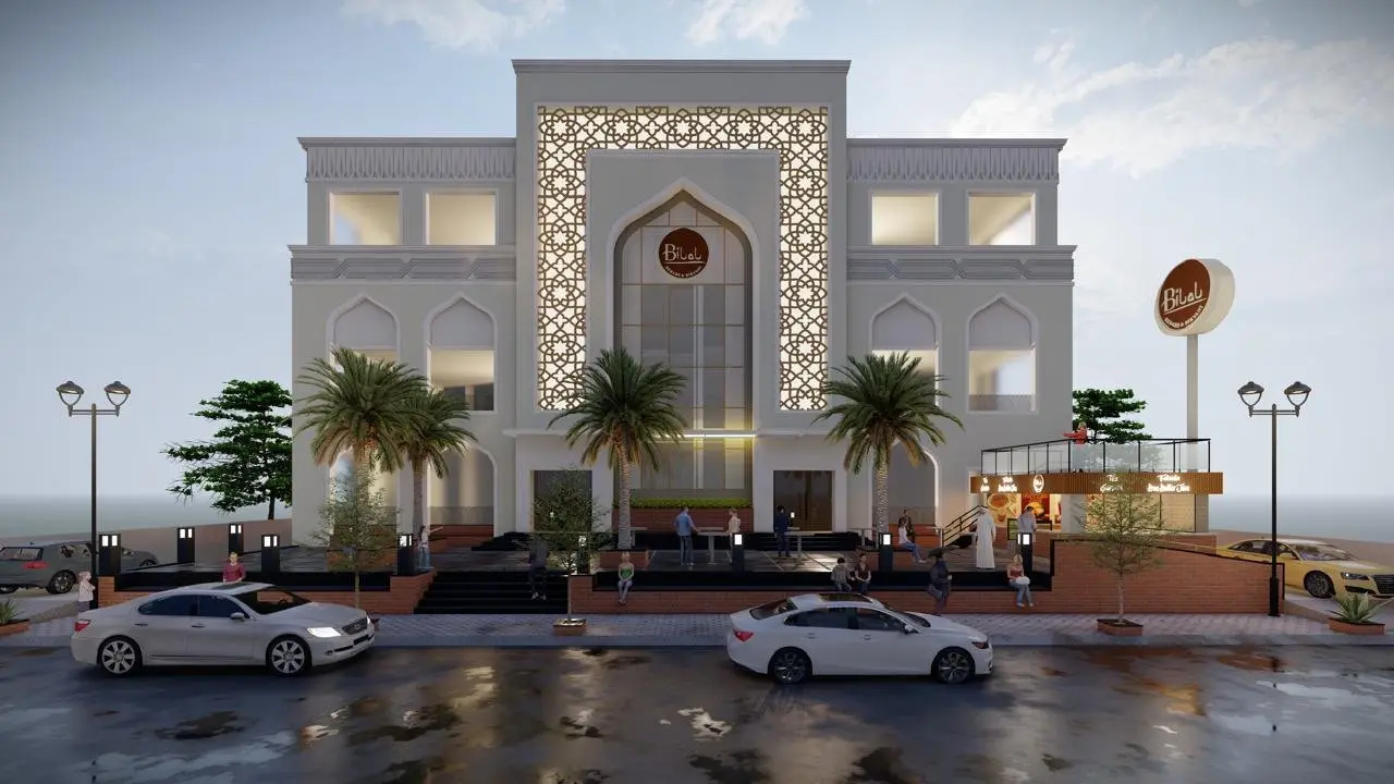 Hotel construction architectural rendering